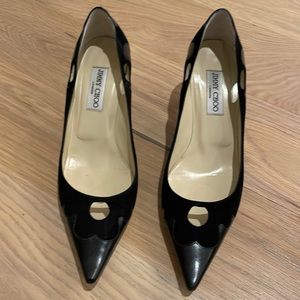 Black Jimmy Choo Leather and Suede Pumps